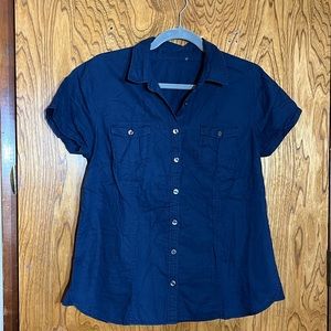The perfect dark blue cotton camp shirt